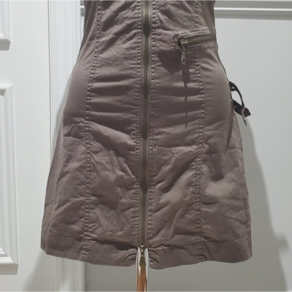 Cargo "Aviator" Style Khaki Utility Zip Dress - Picture 11 of 16